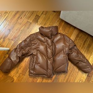 Aritzia Wilfred Cloud Puff Vegan Leather in Cognac